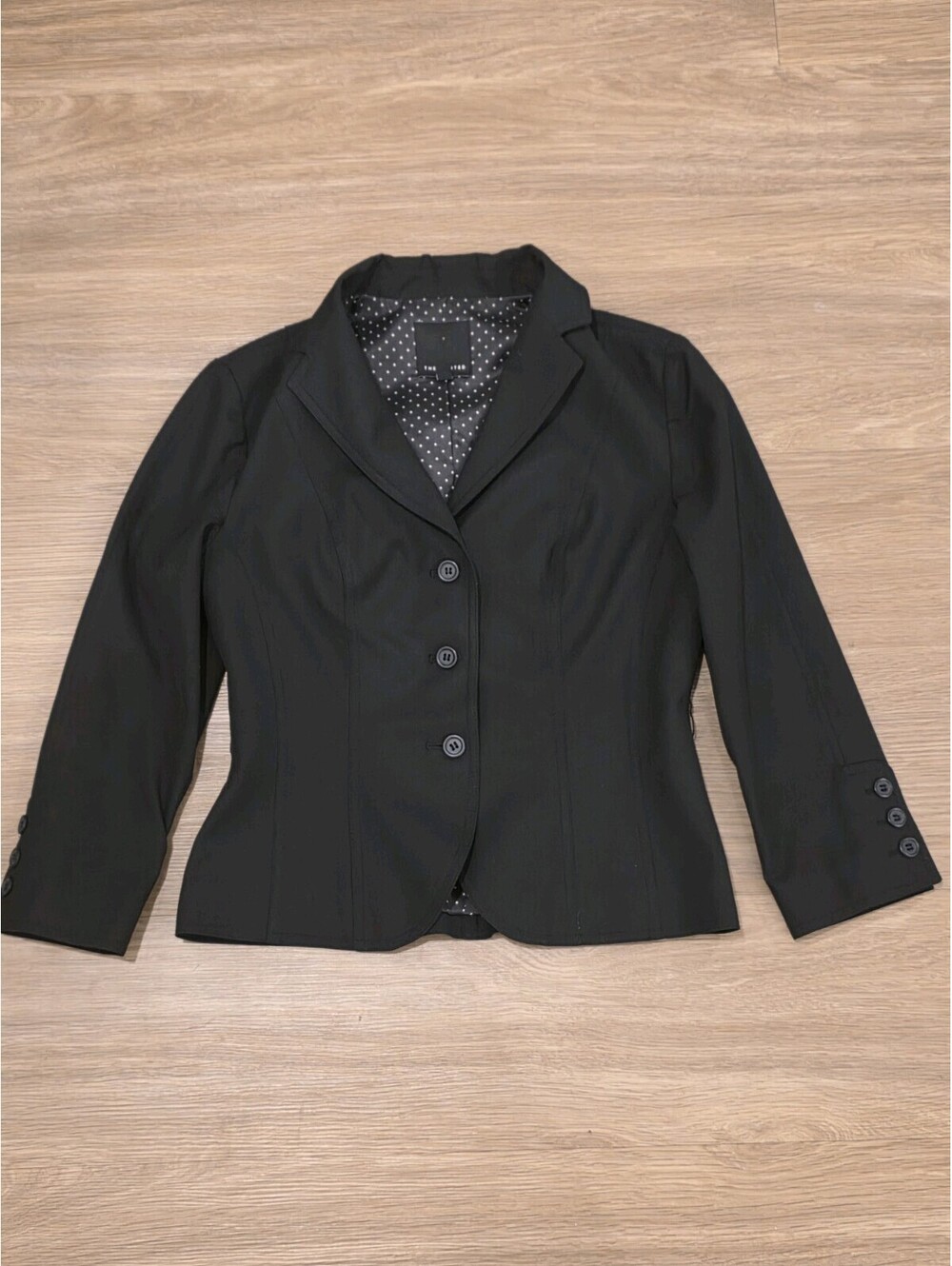 The Limited Womens 2 Black 3 Button Fitted Blazer Polka Dot Lined